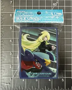 Pokemon Center Cynthia & Garchomp Ver.2 Card Sleeves 64ct 66x92mm Blue TCG - Image 1