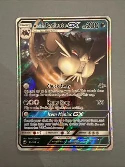 Pokemon TCG SM Celestial Storm Alolan Raticate GX Holo Card 85/168 Ultra Rare - Image 1