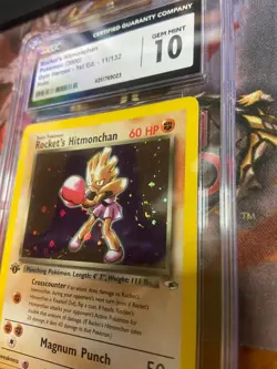 CGC 10 Rocket's Hitmonchan (1st Ed.) *SWIRL* Gym Heroes 11/132 Pokemon Card B14 - Image 3