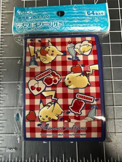 Pokemon Center Pikachu Heart Plaid Card Sleeves 64ct Deck Shield - Image 1
