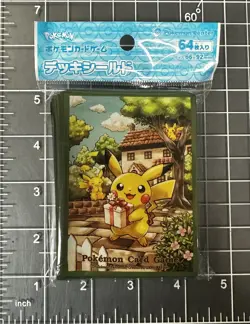 Pokemon Center Pikachu's Gift Card Sleeves 64ct 66x92mm Green Deck Shield - Image 1