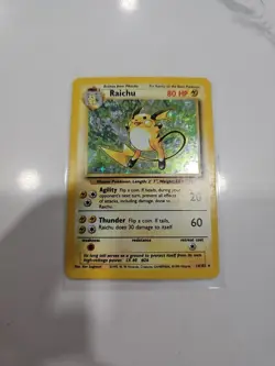 Pokemon TCG Raichu Base Set Holo Rare Card 14/102 Vintage LP - Image 1