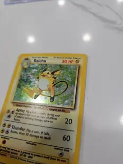 Pokemon TCG Raichu Base Set Holo Rare Card 14/102 Vintage LP - Image 3