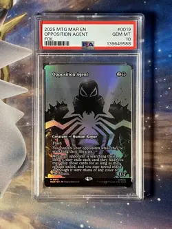 2025 MTG MARVEL'S SPIDER-MAN OPPOSITION AGENT FOIL #0019 PSA 10 POP 1! - Image 1
