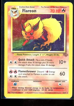 1999 Pokemon Jungle Flareon 3/64 Holo Rare HP/DMG] - Image 1