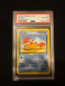 1999 Pokemon Fossil Krabby #51 1st Edition PSA 10 Gem Mint - Image 1