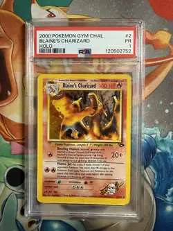 Pokemon 2000 Blaine’s Charizard PSA 1 Gym Challenge 2/132 Wotc English - Image 1