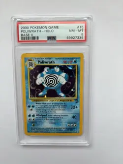 Pokemon TCG Poliwrath 2000 Base Set 2 Holo 15/130 PSA 8 NM-MT - Image 1