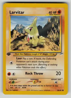 Larvitar 70/105 Common Neo Destiny Pokemon 1st Edition LP - Image 1