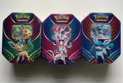 2018 Pokemon TCG Evolution Celebration Tins - Set Of 3 Leafeon Glaceon Sylveon - Image 1