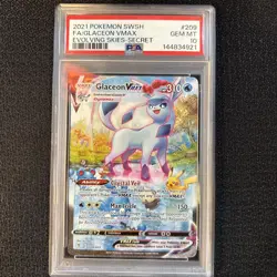 Pokemon 2021 Glaceon VMAX 209/203 Full Art SR Evolving Skies GEM MINT PSA 10 - Image 1