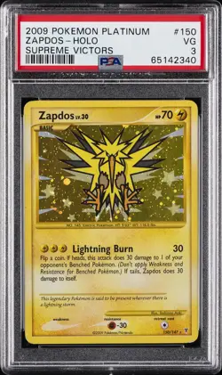 2009 POKEMON PLATINUM SUPREME VICTORS #150 ZAPDOS-HOLO PSA 3 - Image 1