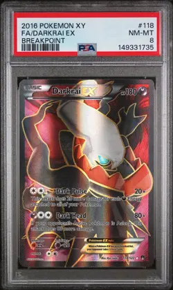 2016 POKEMON XY BREAKPOINT #118 FULL ART/DARKRAI EX PSA 8 - Image 1