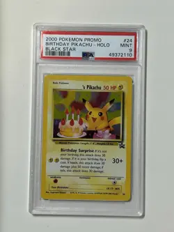 2000 Pokemon Black Star Promo Holo Birthday Pikachu #24 PSA 9 MINT - Image 1