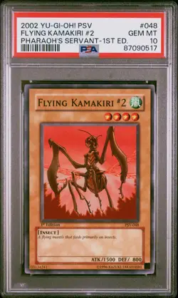 YuGiOh Flying Kamakiri #2 PSV-048 Pharaoh's Servant 1st Edition PSA 10 Gem Mint - Image 1