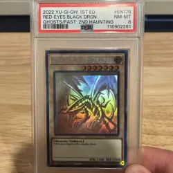2022 YU-GI-OH! THE 2ND HAUNTING 1ST EDITION #EN176 RED-EYES BLACK DRAGON PSA 8 - Image 1