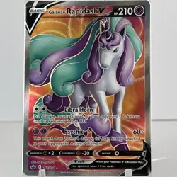 Pokemon Galarian Rapidash V Full Art Ultra Rare Holo 167/198 Chilling Reign Card - Image 2
