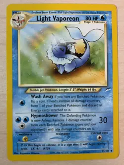 Light Vaporeon 52/105 Uncommon Pokemon Card Neo Destiny - Image 1