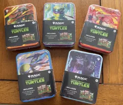 Lot Of 5 NEW Magic The Gathering TEENAGE MUTANT NINJA TURTLES TMNT Tins SET - Image 1