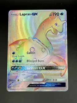 Lapras GX 151/149 Secret Rare Rainbow SM Base Set Pokemon Card LP/MP - Image 1