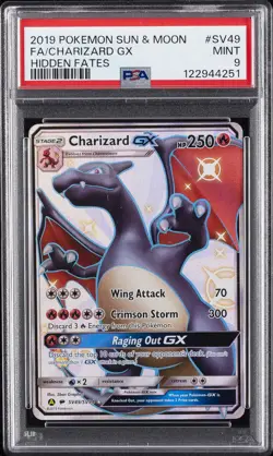2019 POKEMON SUN & MOON HIDDEN FATES #SV49 FULL ART/CHARIZARD GX PSA 9 - Image 1