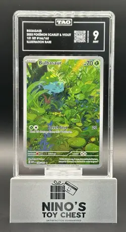 Pokemon Bulbasaur 166/165 Scarlet & Violet 151 Illustration Rare Holo TAG 9 - Image 1