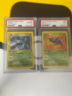 1999 POKEMON FOSSIL 1ST EDITION #34 GOLBAT PSA 10 & #57 ZUBAT PSA 9 - Image 1