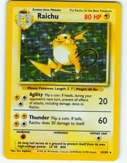 Raichu - Holo - 14/102 Base Set - Pokemon TCG - 1999 - Image 1