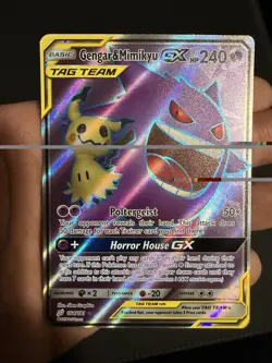 Pokemon Gengar & Mimikyu GX Tag Team 164/181 S&M Team Up Holo Rare Full Art NM - Image 1
