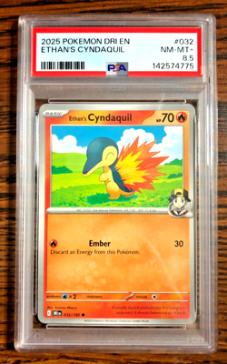 Ethan's Cyndaquil Regular Common #032|PSA NM-MT+ 8.5|Destined Rivals|Pokemon TCG - Image 1