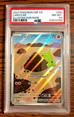 Larvitar Illustration Rare #203|PSA NM-MT+ 8.5|2023 Obsidian Flames|Pokemon TCG - Image 1