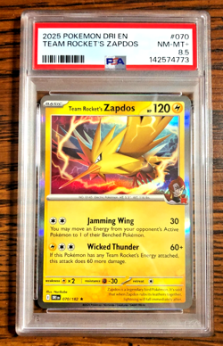 Team Rocket's Zapdos Holo Rare #070|PSA NM-MT+ 8.5|Destined Rivals|Pokemon TCG - Image 1