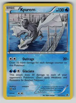Kyurem 43/113 Holo Holo Rare Legendary Treasures Pokemon MP (crease) - Image 1