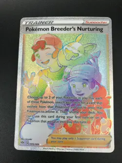 Pokemon Breeder's Nurturing 195/189 SECRET RARE SWSH Darkness Ablaze NM 2020 - Image 1