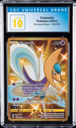 2021 POKEMON SWORD & SHIELD EVOLVING SKIES SECRET #228 FULL ART/CRESSELIA CGC 10 - Image 1
