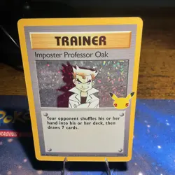Pokemon Imposter Professor Oak 73/102 Celebrations Classic Trainer Holo Nintendo - Image 1