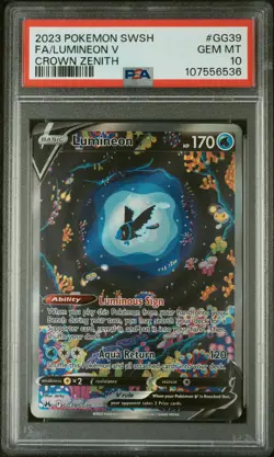2023 Pokemon Sword And Shield Crown Zenith Lumineon V Fa Crown Zenith PSA 10 - Image 1