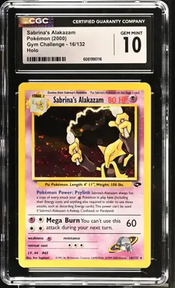 2000 Pokemon Gym Challenge Sabrina's Alakazam Holo CGC 10 #16/132 - Image 1