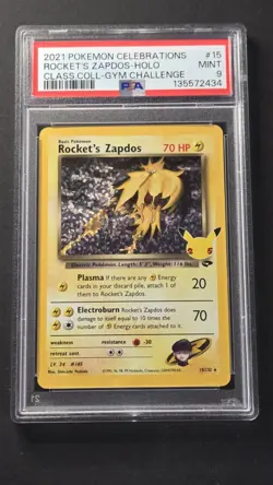 PSA 9 Rocket's Zapdos 15/132 Celebrations Collection Pokemon 2021 - Image 1