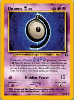 Pokemon TCG Unown D 47/75 Neo Discovery LP - Image 1