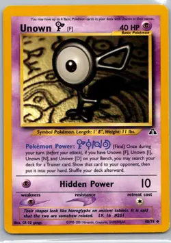 Pokemon TCG Unown F 48/75 Neo Discovery LP - Image 1