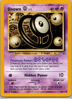 Pokemon TCG Unown O 69/75 Neo Discovery LP - Image 1