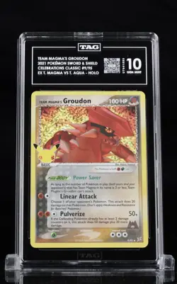 Team Magma's Groudon 2021 Pokemon Sword & Shield Celebrations #9/95 Holo Tag 10 - Image 1