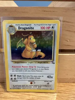 Pokemon TCG Dragonite Holo Rare Card 4/62 Fossil Set, Unlimited, HP - Image 1
