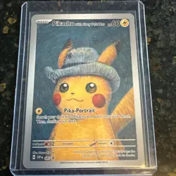 Fan Made Prop Van Gogh Pikachu Grey Felt Hat Promo Card Pokemon SVP EN NM - Image 1