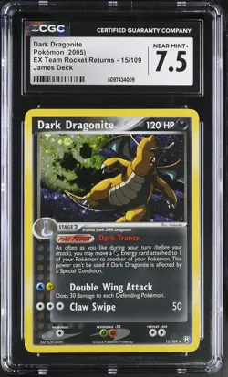 CGC 7.5 Dark Dragonite Team Rocket Returns Holo 15/109 Graded Pokemon Card - Image 1