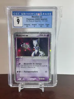 Pokemon Mewtwo EX Ruby and Sapphire #101 Ultra Rare 2003 Spanish Cgc 9 - Image 1