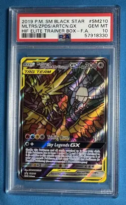 💎 PSA 10 💎 Moltres, Zapdos & Articuno GX 2019 Pokemon Black Star Promo SM210 - Image 1