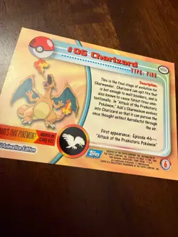 Topps 1999 Blue Label Charizard #6 Pokemon TV Animation Ed. Series 1, Near-Mint - Image 2