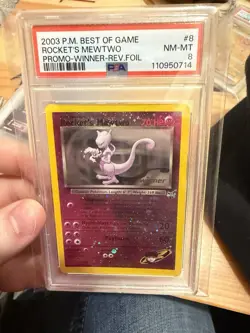 Pokemon Rocket's Mewtwo Best of Promo Winner Reverse Holo PSA 8 008/009 2003 - Image 1
